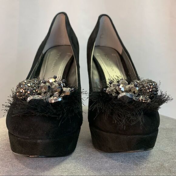𝅺bcbgeneration BG-Scottie Black Suede bead Embellished High heel pumps size 6.5 - Picture 5 of 10